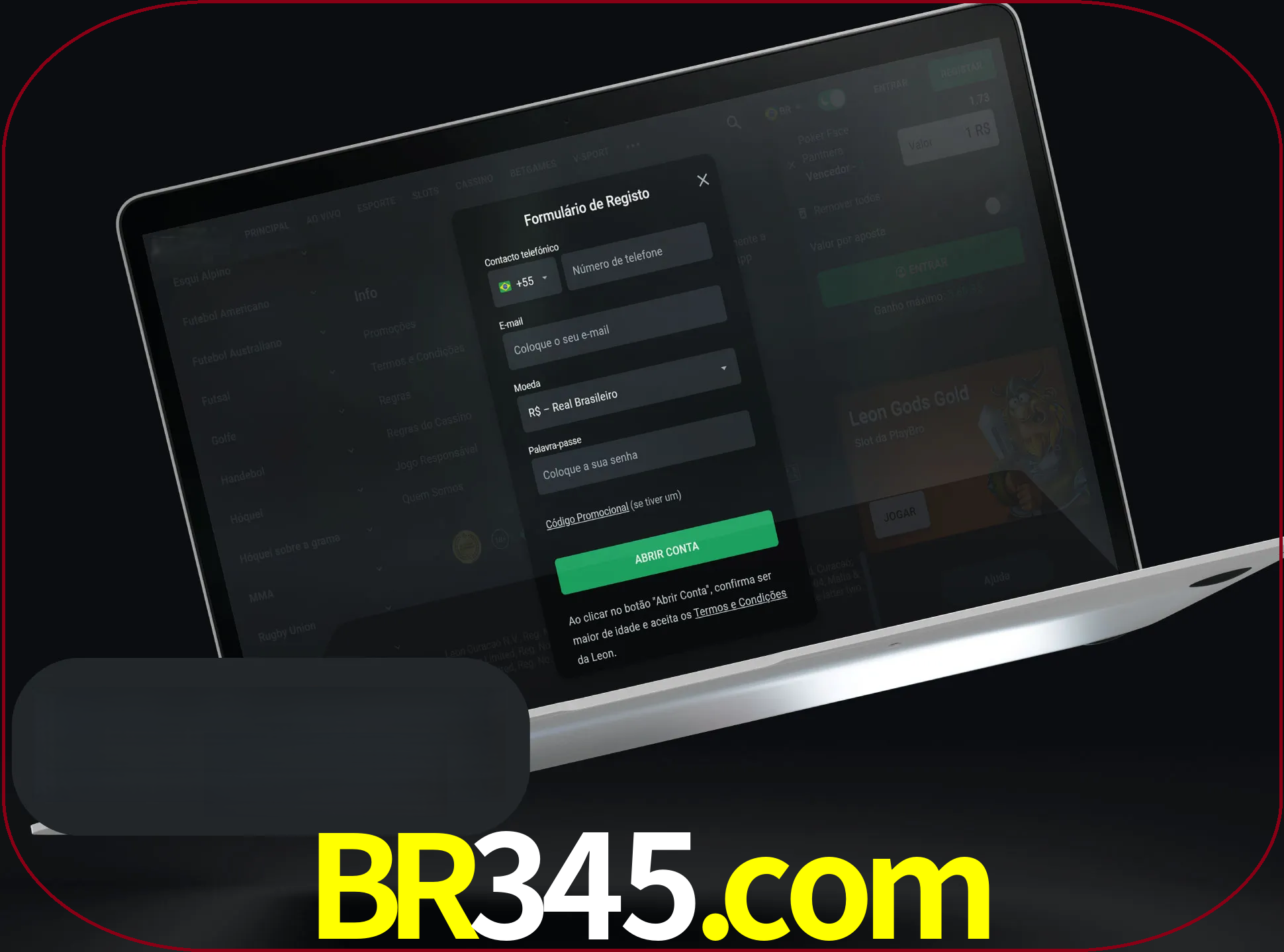 Abra o site da LeonBet e crie sua própria conta.