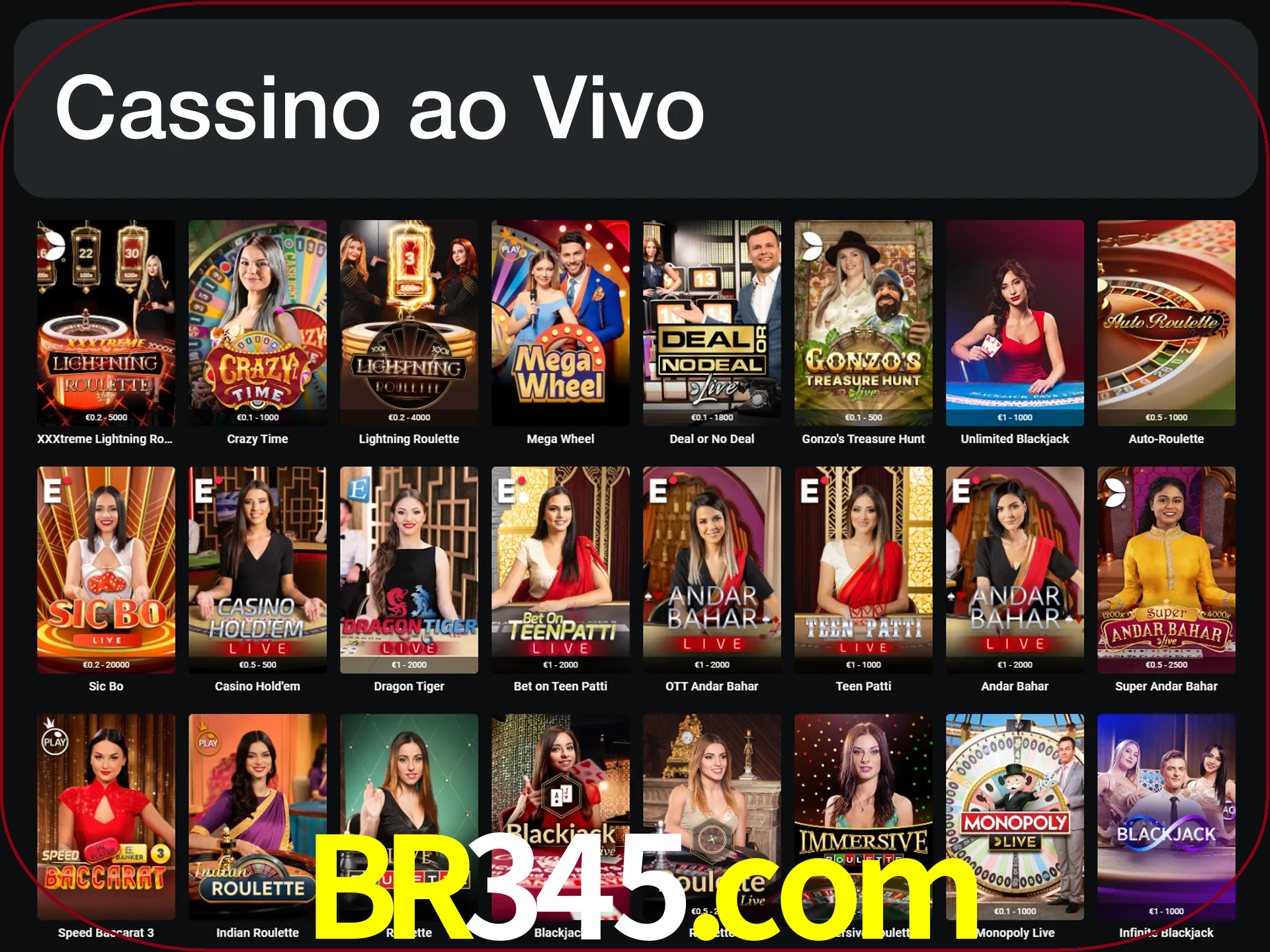 Jogue jogos de cassino com um verdadeiro dealer.