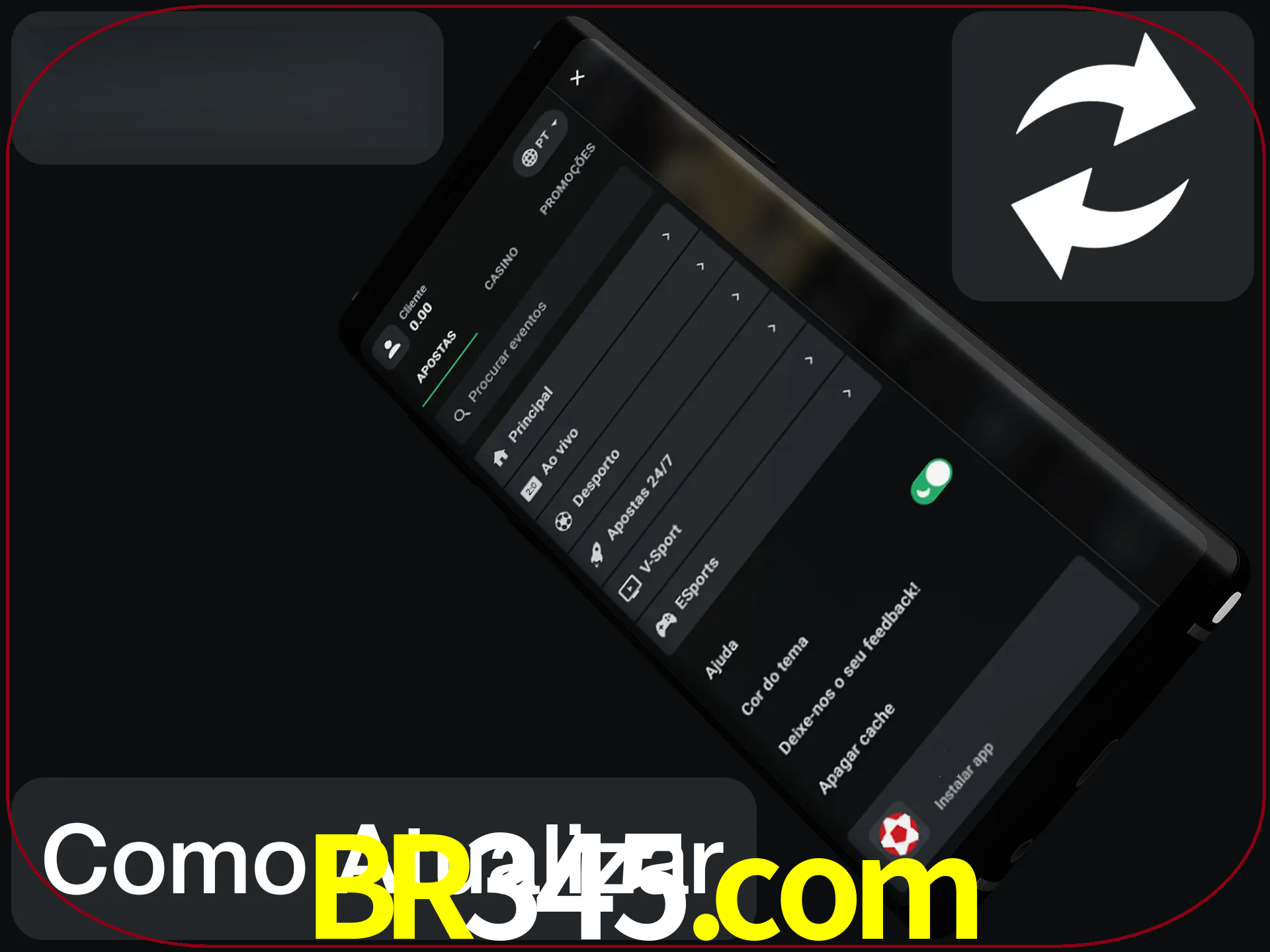 O aplicativo é atualizado automaticamente quando você faz o login.