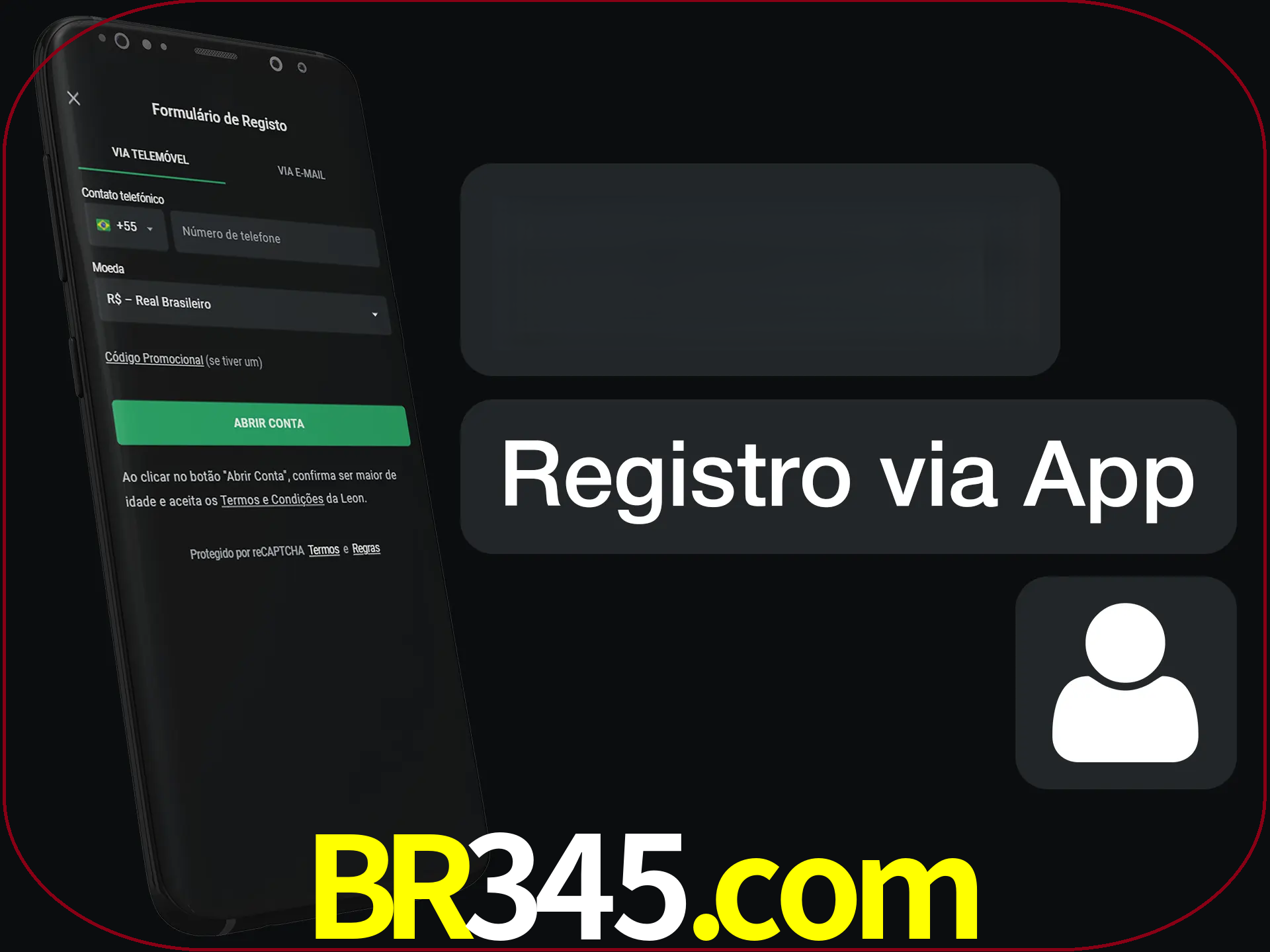 Registre-se com duas etapas usando o aplicativo.