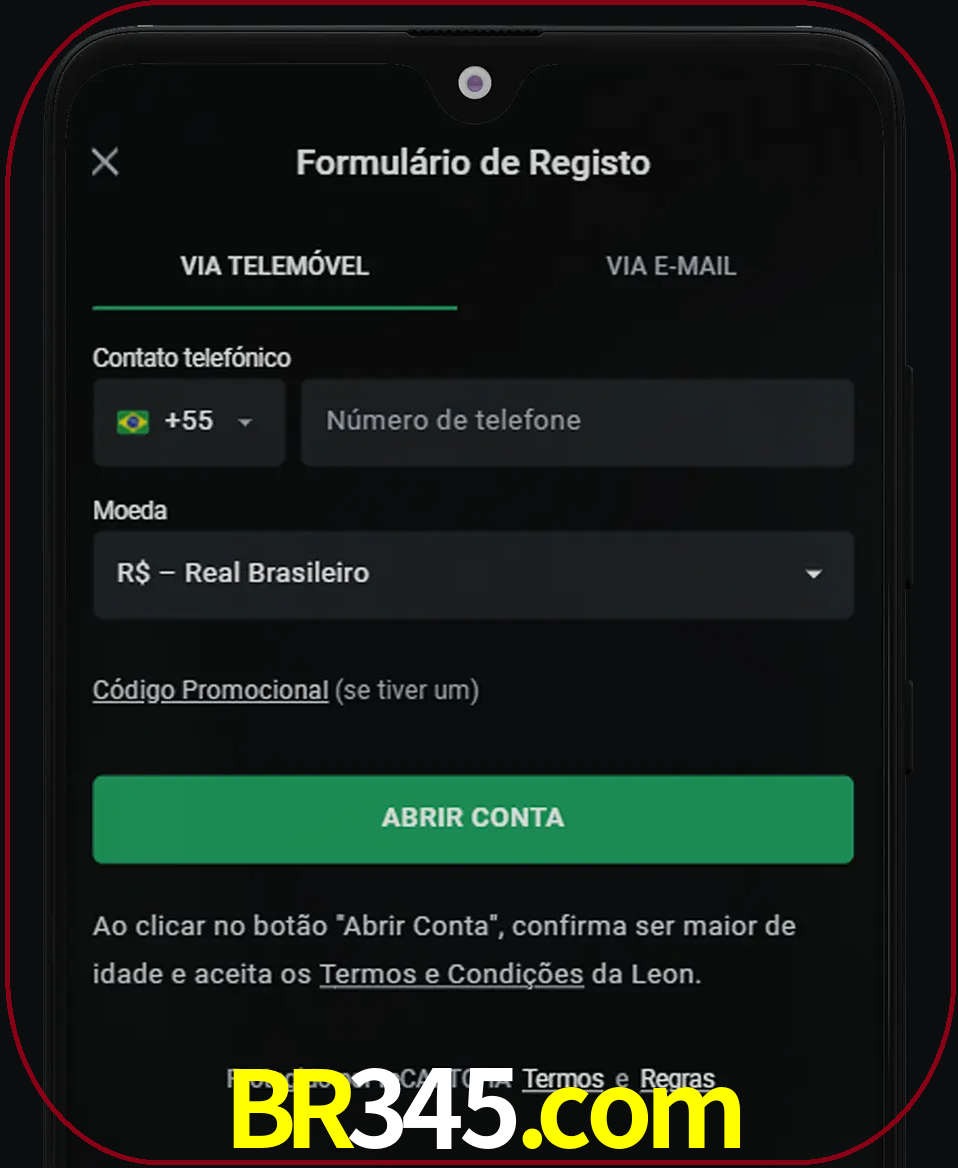 Abra o aplicativo e inicie o processo de registro.