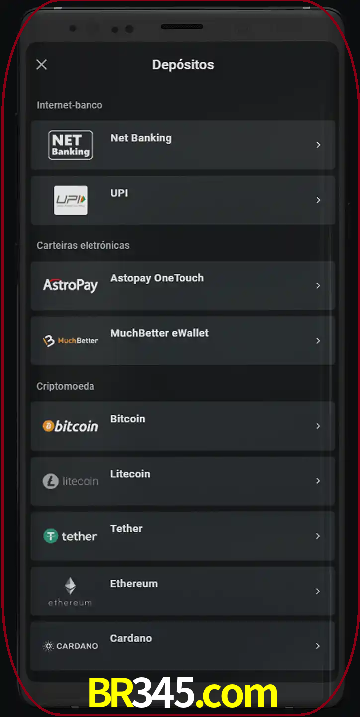 Você pode usar métodos alternativos de depósito.