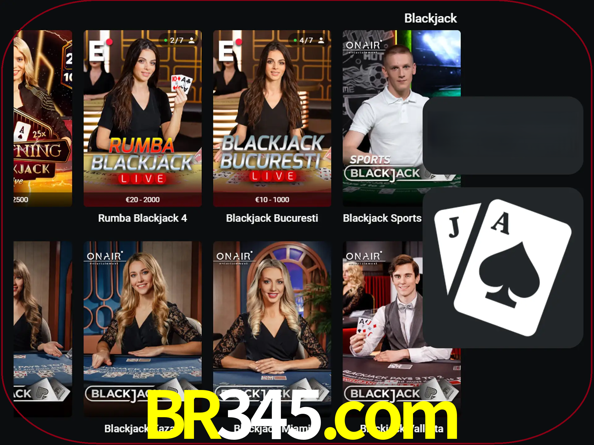 Escolha uma mesa completa de jogadores de blackjack.