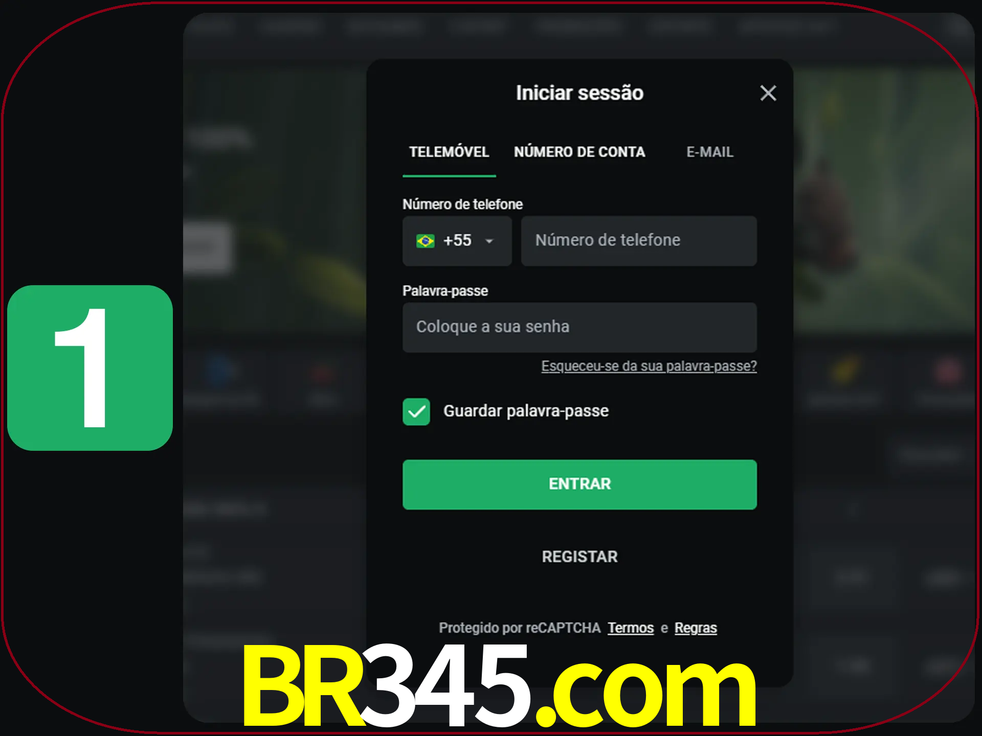 Clique no botão Entrar.